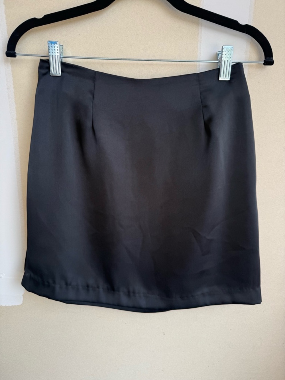 Chelsea & Violet Black Satin Mini Skirt